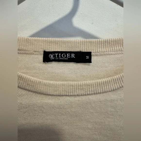 TIGER OF SWEDEN Nichols Pullover Wool Sweater top light camel office street US M - Picture 3 of 7
